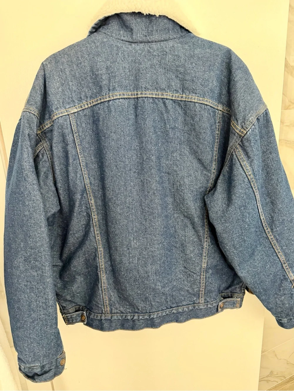 Men's Levi Vintage 80’s Sherpa-Lined Heavy Denim Jacket - Blue Snap  Like New
